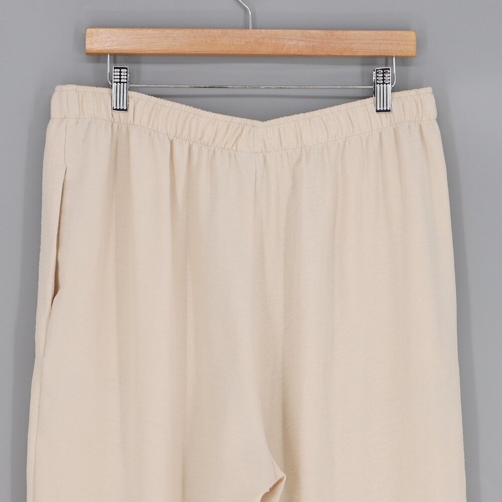 IC COLLECTION Cream Beige Elastic Waist Wide Leg Pants Size XXL - Picture 4 of 7